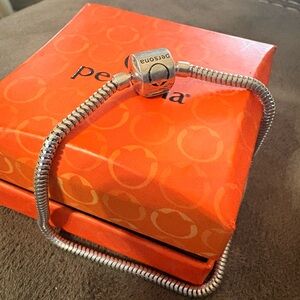 Persona (Zales) Silver Snake Chain Bracelet with barrel clasp. 9” + 2 lock stops